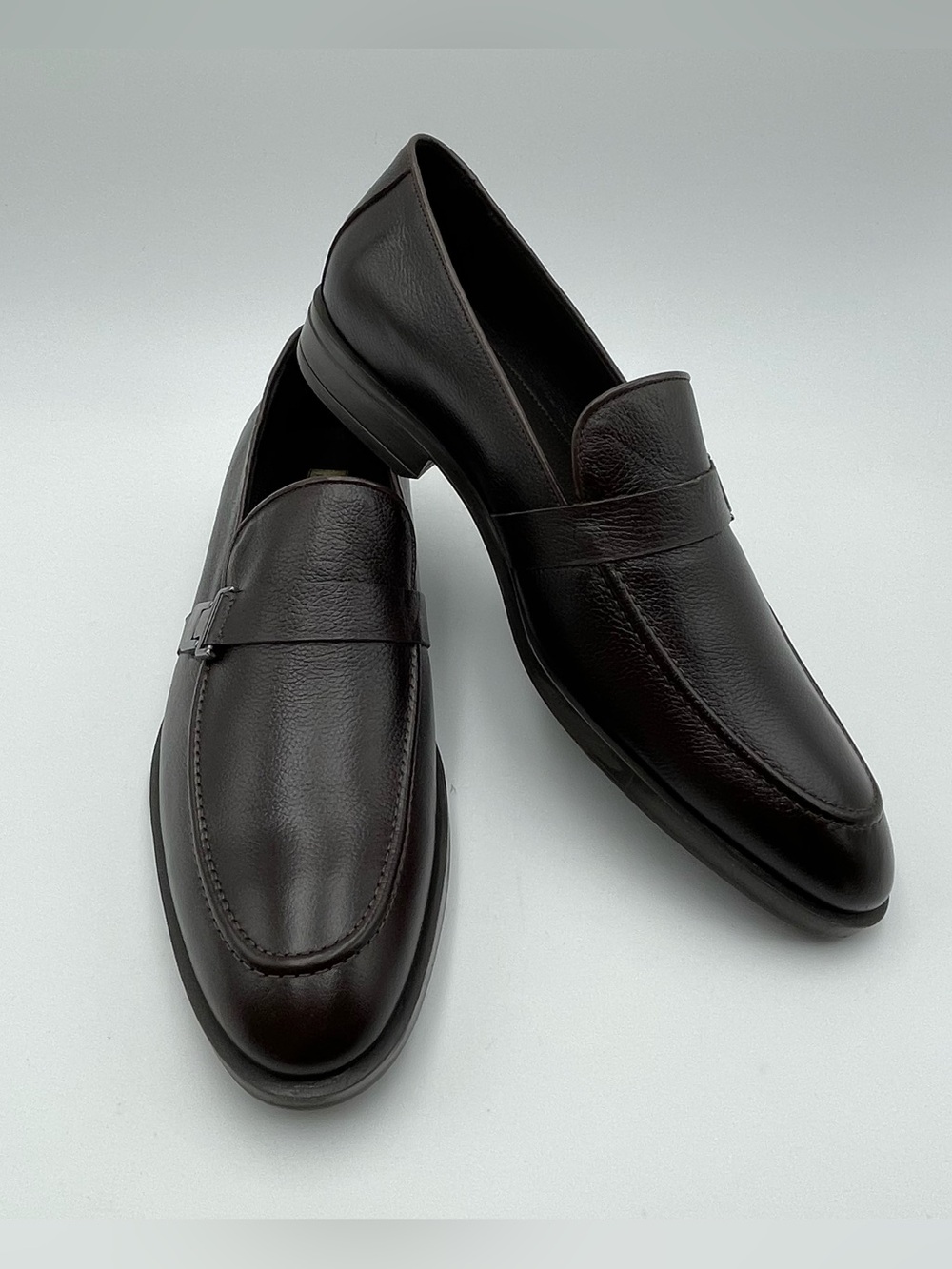 Bruno Magli SZ 11M EU 44 Pablo Brown Leather Buckle Strap Loafer Shoes MSRP $395